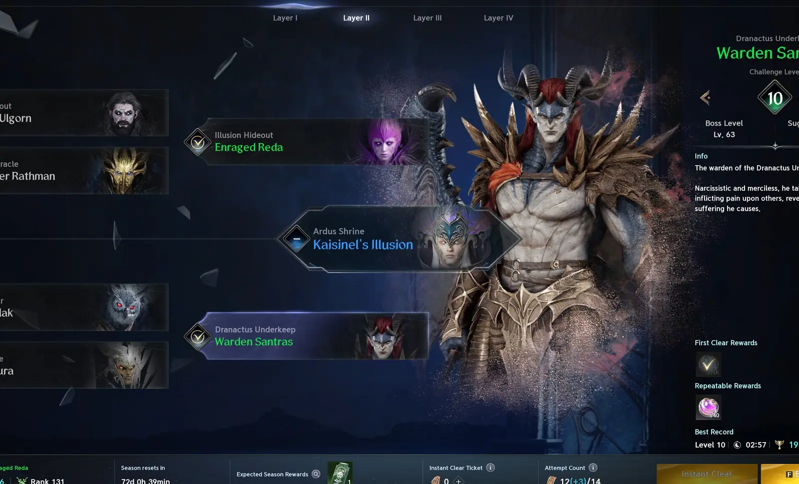 Nightmare overview with difficulties and run counter