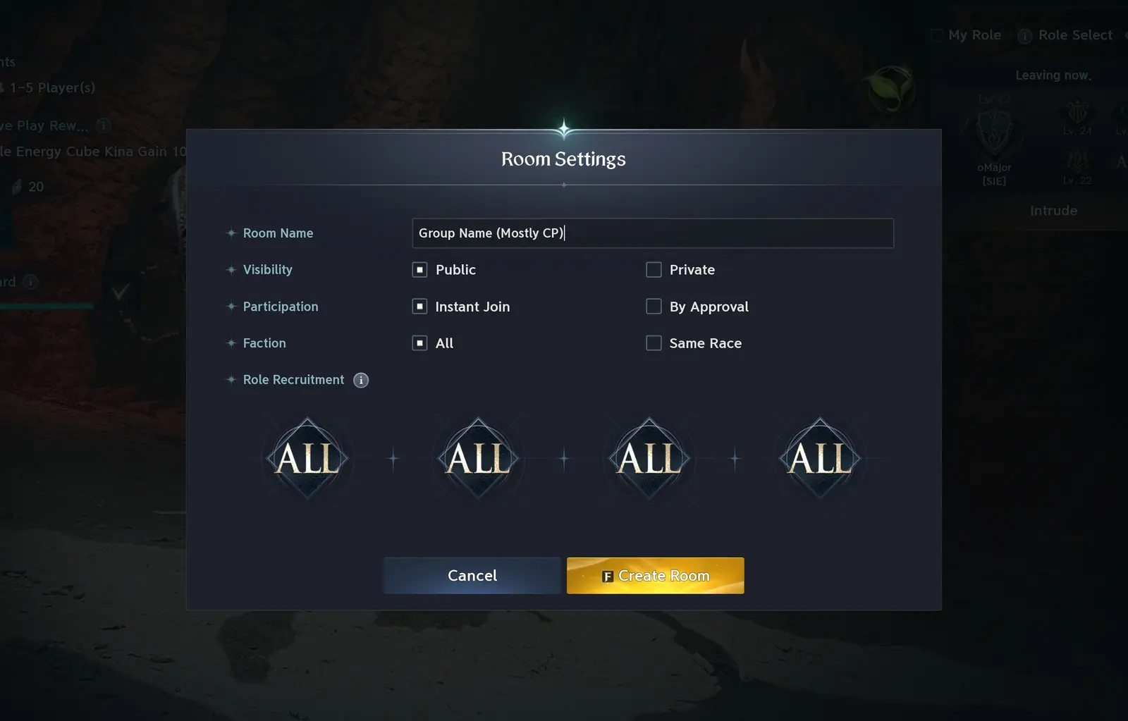 Expedition creation window with minimum requirement