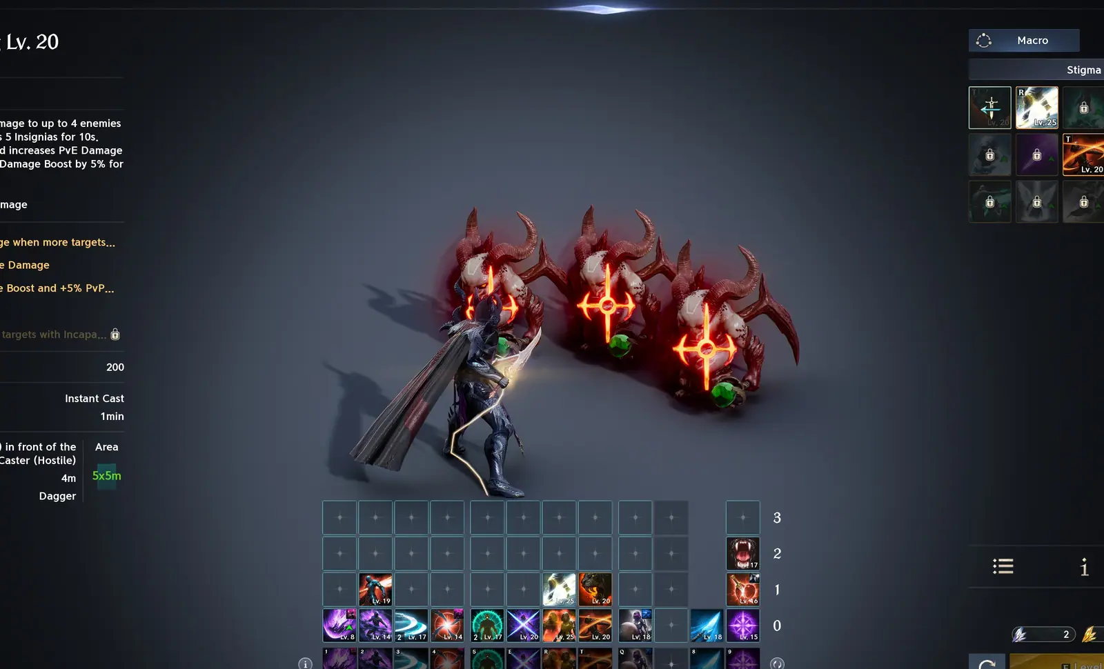 Stigma window with skill slots