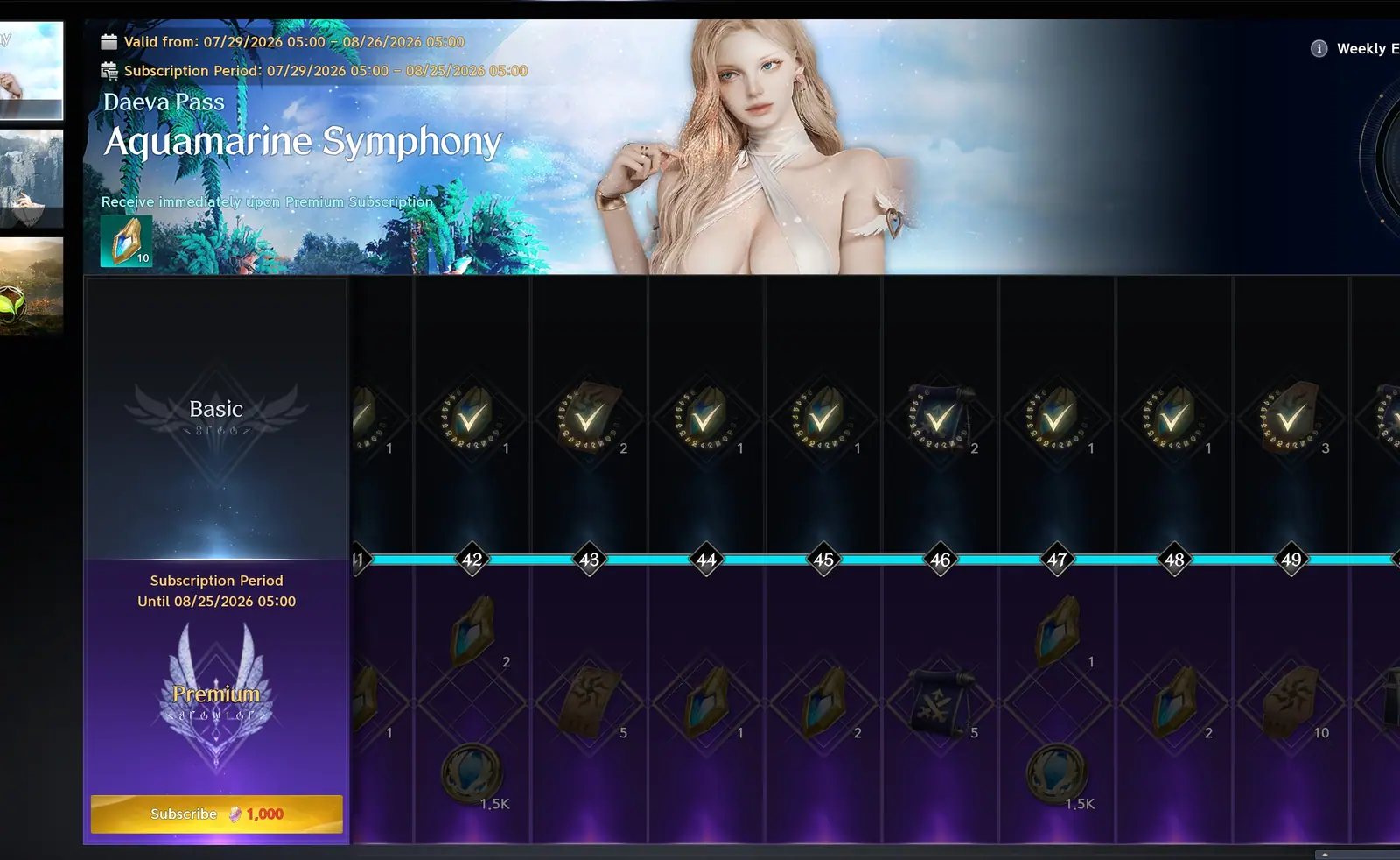 Subscription window showing benefits and price